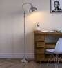 Nickel Metal Shade Club Floor Lamp With Metal Base