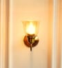 Curved Brass Antique Finish Wall Lamp with Cup Glass Golden Luster Shade