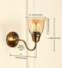 Curved Brass Antique Finish Wall Lamp with Cup Glass Golden Luster Shade