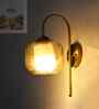 Curved Brass Gooseneck Glass Wall Light