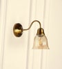 Curved Down Wall Lamp Brass Antique Finish with Cup Crackled Glass Shade