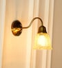 Curved Down Wall Lamp Brass Antique Finish with Cup Crackled Glass Shade