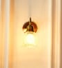 Curved Down Wall Lamp Brass Antique Finish with Cup Crackled Glass Shade