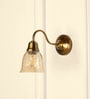 Curved Down Wall Lamp Brass Antique Finish with Cup Crackled Glass Shade