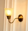 Curved Wall Lamp Brass Antique Finish with Cup Crackled Glass Shade