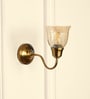 Curved Wall Lamp Brass Antique Finish with Cup Crackled Glass Shade