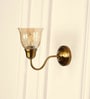 Curved Wall Lamp Brass Antique Finish with Cup Crackled Glass Shade
