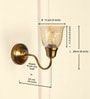 Curved Wall Lamp Brass Antique Finish with Cup Crackled Glass Shade