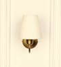 Curved Wall Lamp Brass Antique Finish with Off White Shade