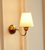 Curved Wall Lamp Brass Antique Finish with Off White Shade