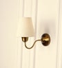Curved Wall Lamp Brass Antique Finish with Off White Shade