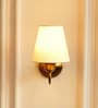 Curved Wall Lamp Brass Antique Finish with Off White Shade