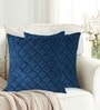 Teal Rabbit Fur Diamond Design Cushion Covers 16x16 Inch Pack of 2