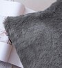 Grey Rabbit Fur Plain Design Cushion Covers 16x16 Inch Set of 2