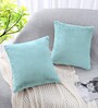 Turquish Rabbit Fur Plain Design Cushion Covers 16x16 Inch Set of 2