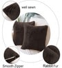 Chocolate Rabbit Fur Plain Design Cushion Covers 16x16 Inch Set of 2