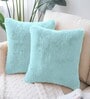 Turquish Rabbit Fur Plain Design Cushion Covers 16x16 Inch Set of 2