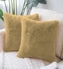 Anti Gold Rabbit Fur Plain Design Cushion Covers 16x16 Inch Set of 2