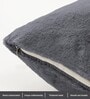 Grey Rabbit Fur Plain Design Cushion Covers 16x16 Inch Set of 2