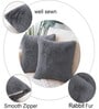 Grey Rabbit Fur Plain Design Cushion Covers 16x16 Inch Set of 2