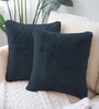 Anthra Rabbit Fur Plain Design Cushion Covers 16x16 Inch Set of 2