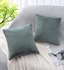 Seige Rabbit Fur Plain Design Cushion Covers 16x16 Inch Set of 2