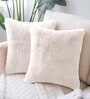 Skin Rabbit Fur Plain Design Cushion Covers 16x16 Inch Set of 2