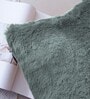 Seige Rabbit Fur Plain Design Cushion Covers 16x16 Inch Set of 2