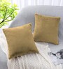 Anti Gold Rabbit Fur Plain Design Cushion Covers 16x16 Inch Set of 2