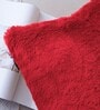 Maroon Rabbit Fur Plain Design Cushion Covers 16x16 Inch Set of 2