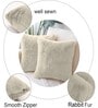 Beige Rabbit Fur Plain Design Cushion Covers 16x16 Inch Set of 2