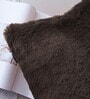 Chocolate Rabbit Fur Plain Design Cushion Covers 16x16 Inch Set of 2
