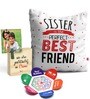 Cushion with Sis Is Best Friend Print Wooden Plaque Gift Set