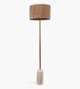 Cusp Gold Metal & Marble Club Floor Lamp with Beige Sisal Jute Shade