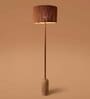 Cusp Gold Metal & Marble Club Floor Lamp with Beige Sisal Jute Shade