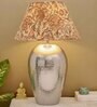 Customized Cotton Fabric Shade Rickford Hammered Pattern Huge Size Nickel Table Lamp with Nickel Base