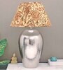Customized Cotton Fabric Shade Rickford Hammered Pattern Huge Size Nickel Table Lamp with Nickel Base