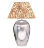 Customized Cotton Fabric Shade Rickford Hammered Pattern Huge Size Nickel Table Lamp with Nickel Base