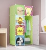 Cute Animals Single Door Wardrobe in Green Colour