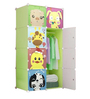 Cute Animals Single Door Wardrobe in Green Colour