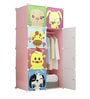 Cute Animals Single Door Wardrobe in Pink Colour