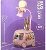 Cute Astronaut Bus DIY Pen Holder LED Desk Light Study Night Table Lamp with USB Charging Cable (Assorted Color)