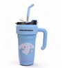Blue Cute Character Printed Stainless Steel Tumbler with Handle & Straw, 1000 ml