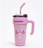 Pink Cute Character Printed Stainless Steel Tumbler with Handle & Straw, 1000 ml