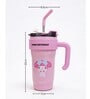 Pink Cute Character Printed Stainless Steel Tumbler with Handle & Straw, 1000 ml