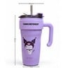 Purple Cute Character Printed Stainless Steel Tumbler with Handle & Straw, 1000 ml