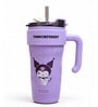 Purple Cute Character Printed Stainless Steel Tumbler with Handle & Straw, 1000 ml