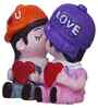 Cute Couple Kissing Multicolour Polyresin Showpieces