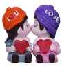 Cute Couple Kissing Multicolour Polyresin Showpieces