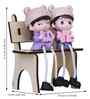 Cute Couple Sitting Beanch Multicolour Polyresin Showpieces
